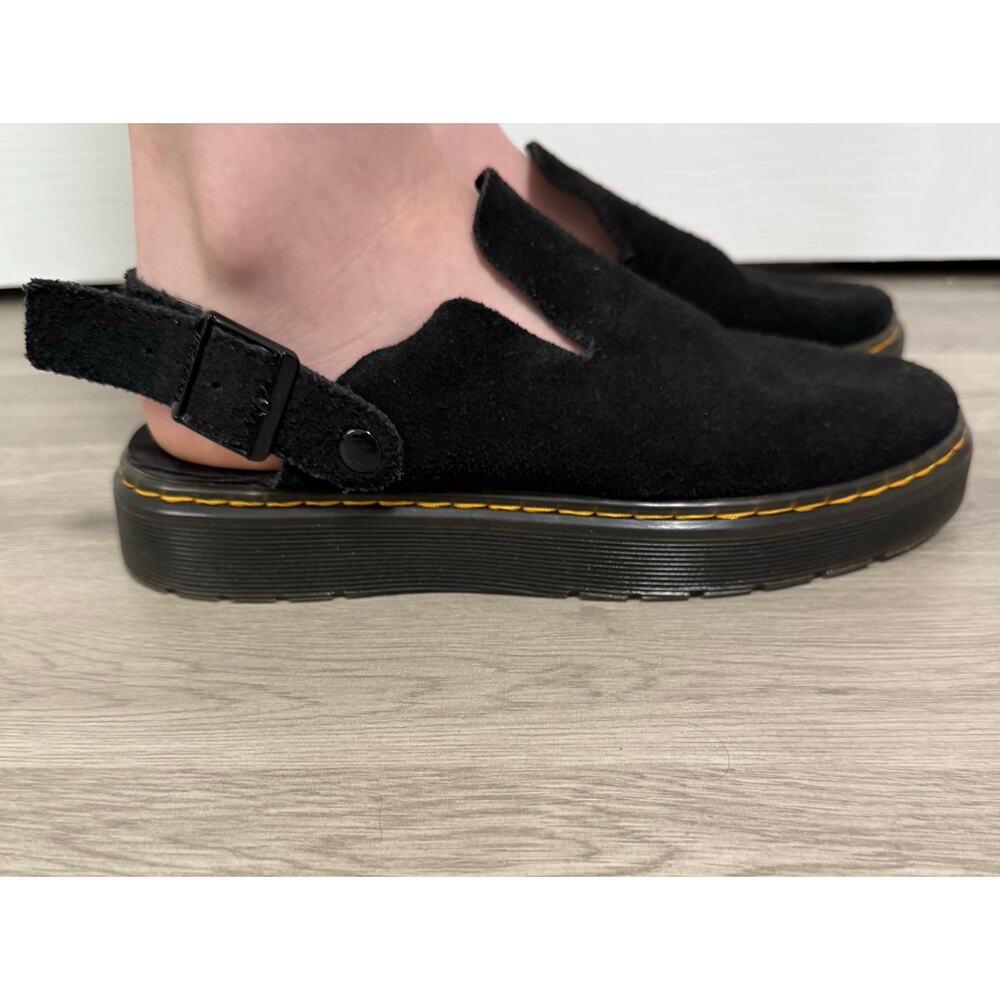 Dr. Martens Carlson Slingback Suede Leather Black Mules Size US.7M